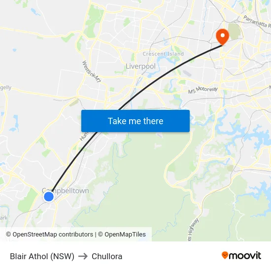 Blair Athol (NSW) to Chullora map