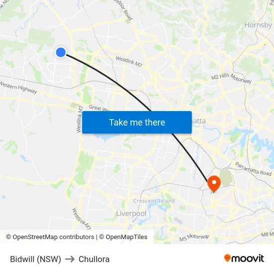 Bidwill (NSW) to Chullora map