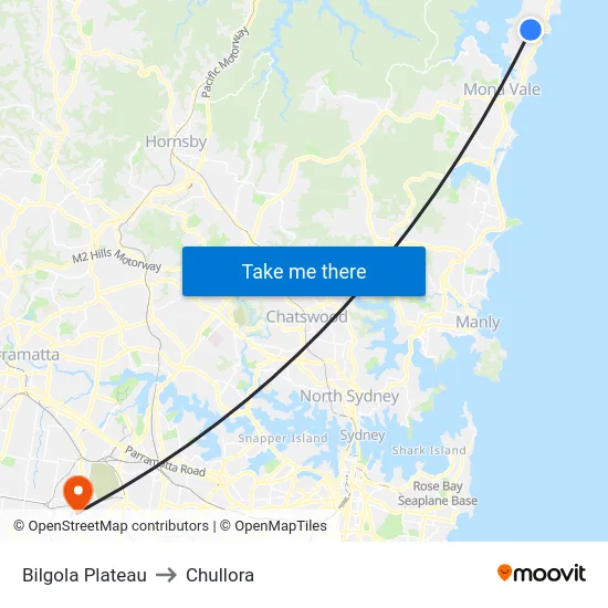 Bilgola Plateau to Chullora map