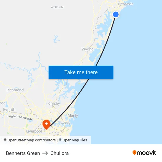 Bennetts Green to Chullora map