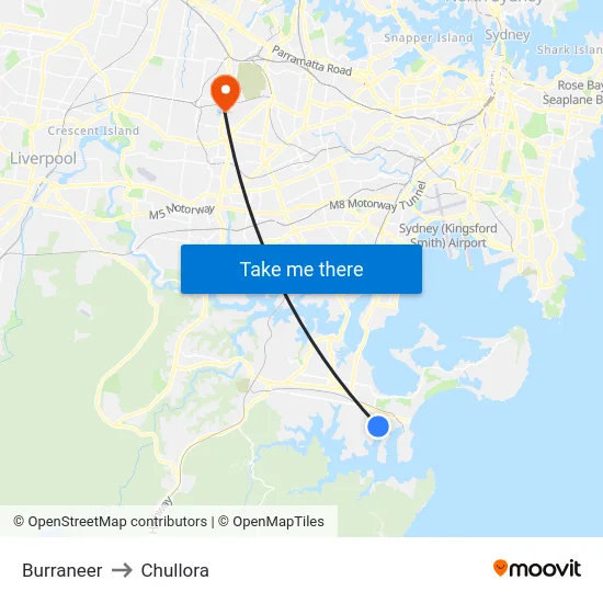 Burraneer to Chullora map