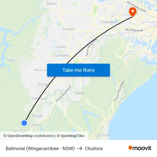 Balmoral (Wingecarribee - NSW) to Chullora map