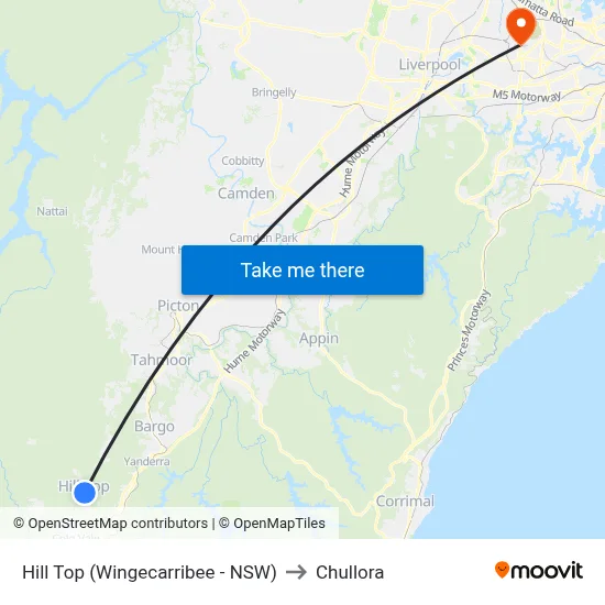 Hill Top (Wingecarribee - NSW) to Chullora map