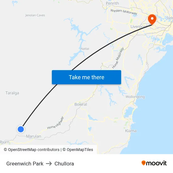 Greenwich Park to Chullora map