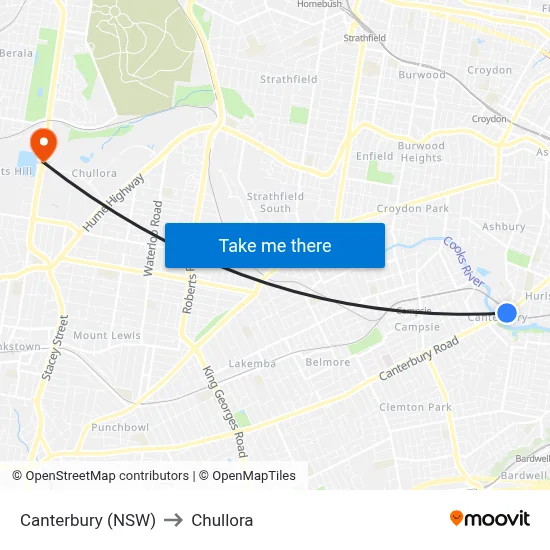 Canterbury (NSW) to Chullora map