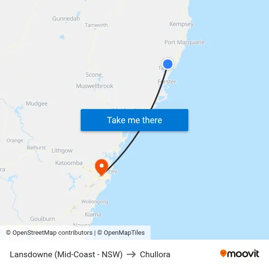 Lansdowne (Mid-Coast - NSW) to Chullora map