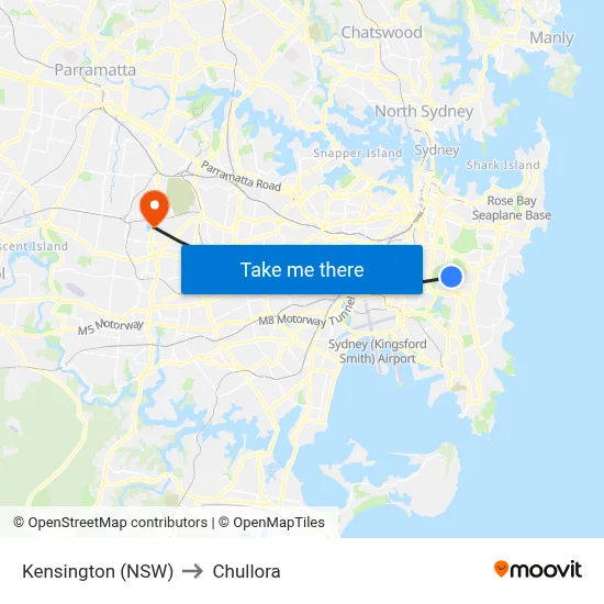 Kensington (NSW) to Chullora map