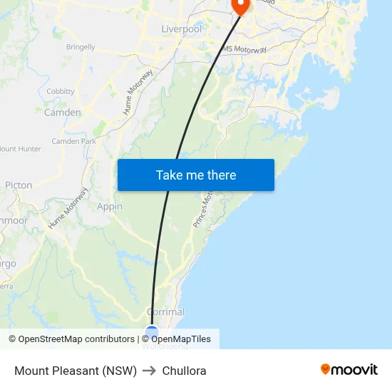 Mount Pleasant (NSW) to Chullora map
