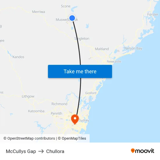 McCullys Gap to Chullora map