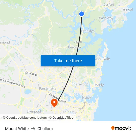 Mount White to Chullora map