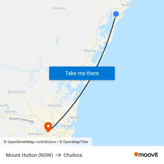Mount Hutton (NSW) to Chullora map