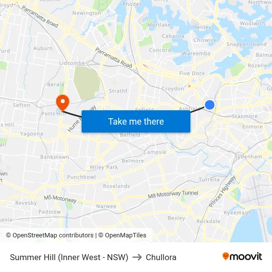 Summer Hill (Inner West - NSW) to Chullora map