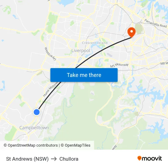 St Andrews (NSW) to Chullora map