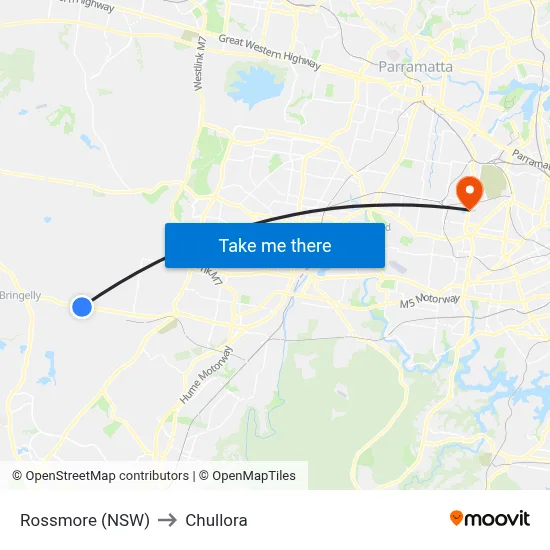 Rossmore (NSW) to Chullora map