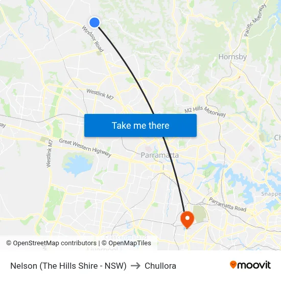 Nelson (The Hills Shire - NSW) to Chullora map