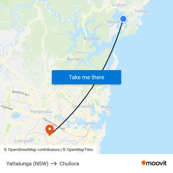 Yattalunga (NSW) to Chullora map