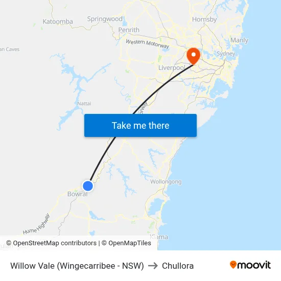 Willow Vale (Wingecarribee - NSW) to Chullora map