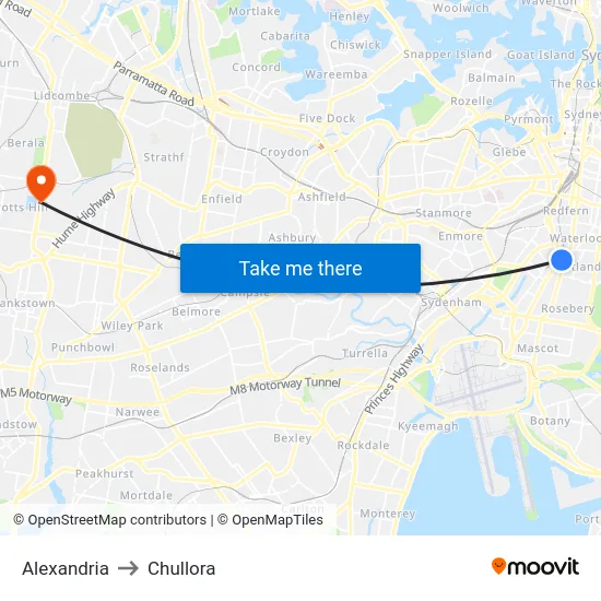 Alexandria to Chullora map