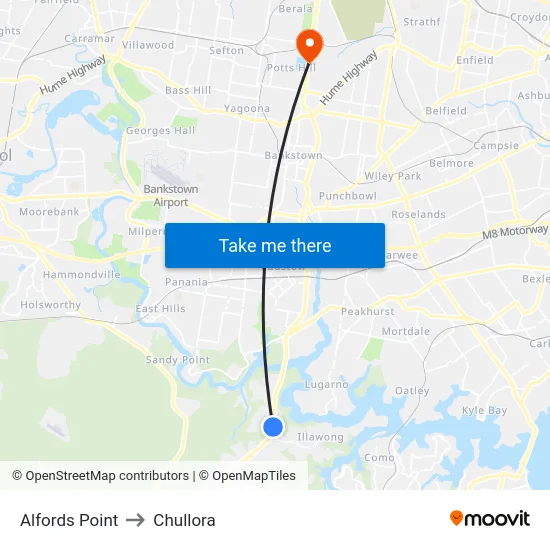 Alfords Point to Chullora map