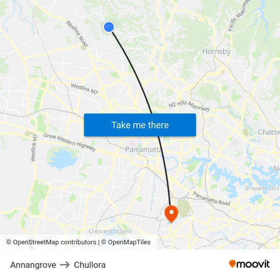 Annangrove to Chullora map