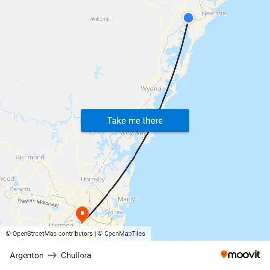 Argenton to Chullora map