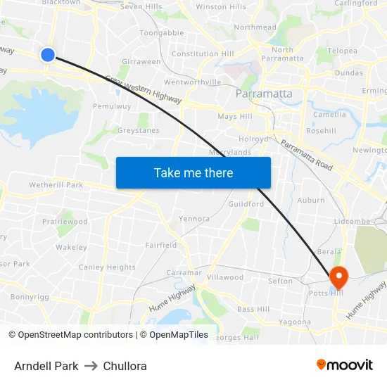 Arndell Park to Chullora map
