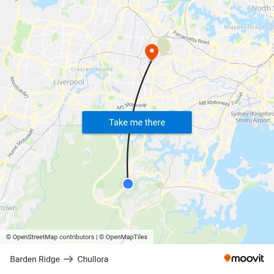 Barden Ridge to Chullora map