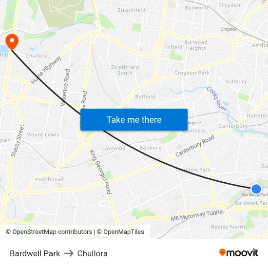 Bardwell Park to Chullora map