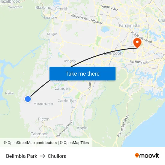 Belimbla Park to Chullora map