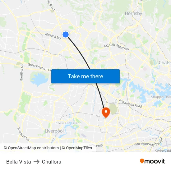 Bella Vista to Chullora map