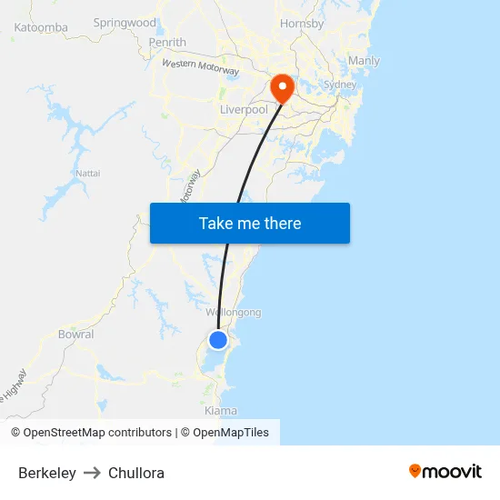 Berkeley to Chullora map