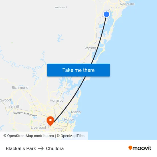 Blackalls Park to Chullora map