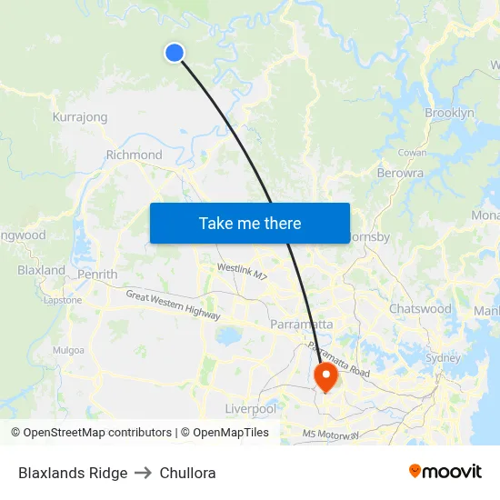 Blaxlands Ridge to Chullora map