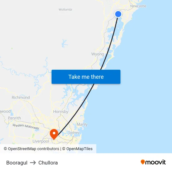 Booragul to Chullora map