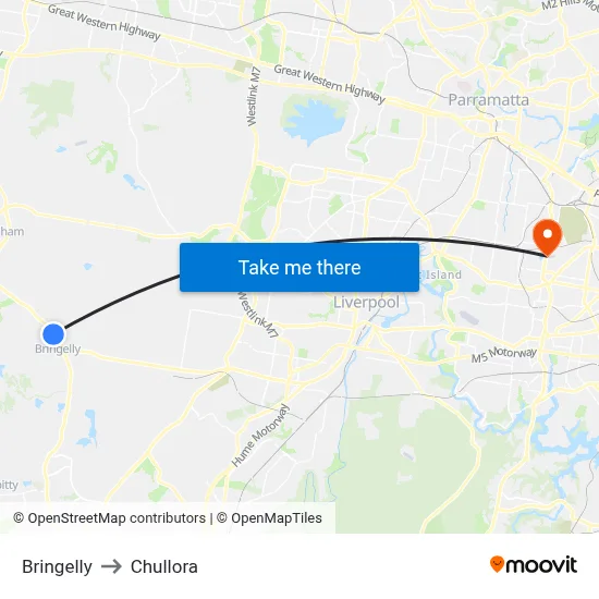 Bringelly to Chullora map