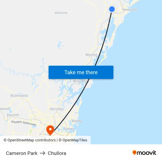 Cameron Park to Chullora map