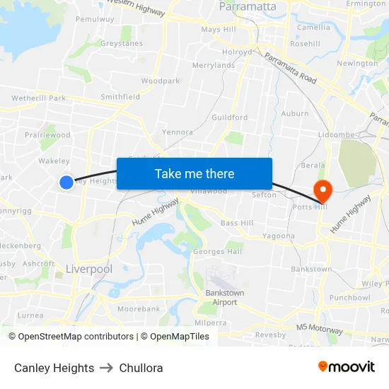 Canley Heights to Chullora map
