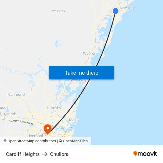 Cardiff Heights to Chullora map