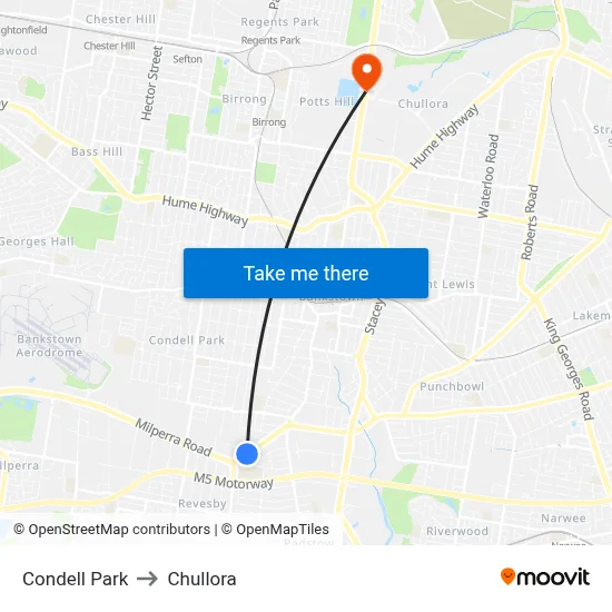 Condell Park to Chullora map