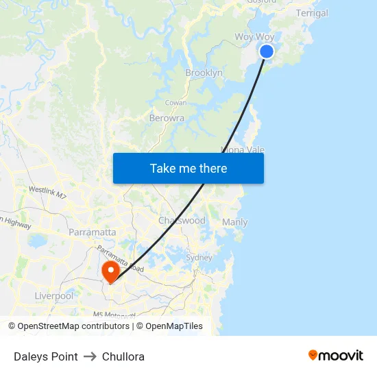 Daleys Point to Chullora map