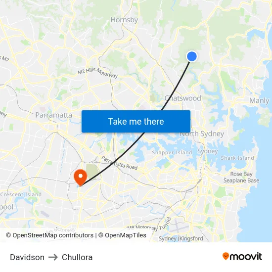 Davidson to Chullora map