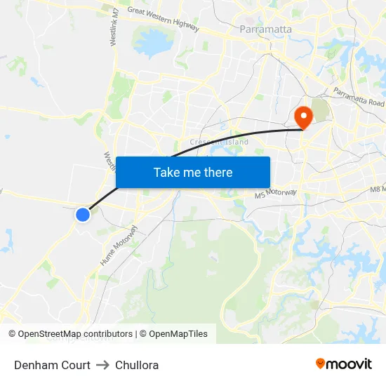 Denham Court to Chullora map