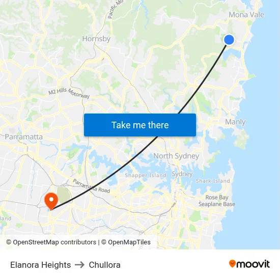 Elanora Heights to Chullora map