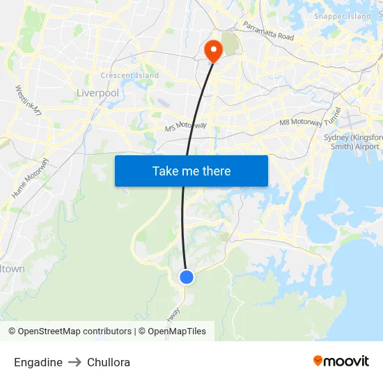 Engadine to Chullora map