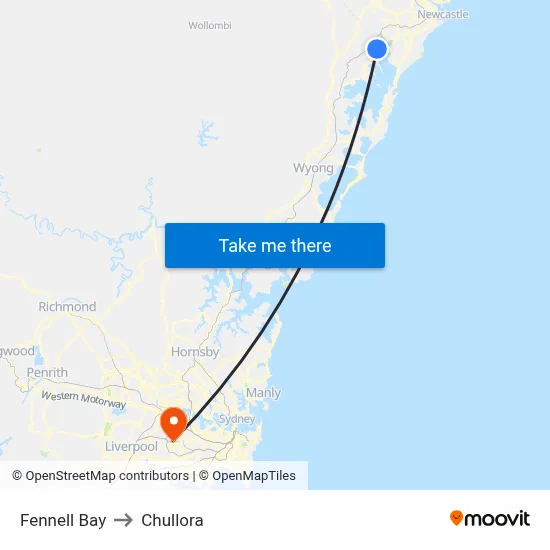Fennell Bay to Chullora map