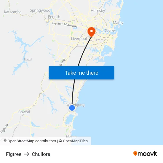 Figtree to Chullora map