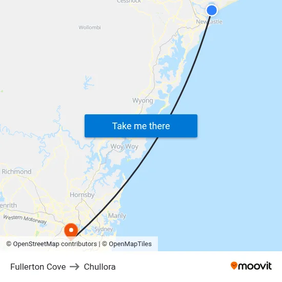 Fullerton Cove to Chullora map