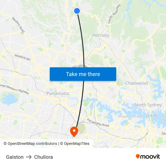 Galston to Chullora map