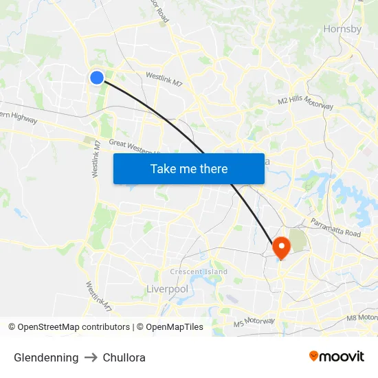Glendenning to Chullora map