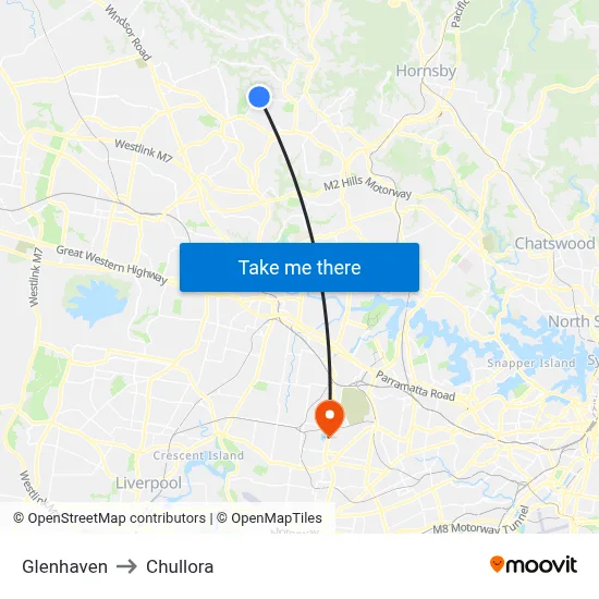 Glenhaven to Chullora map